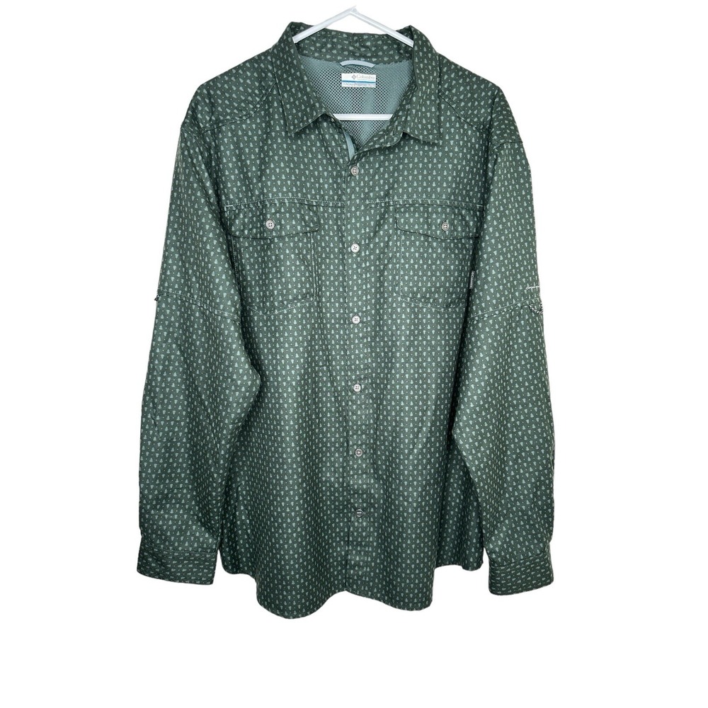 Columbia Shirt XL Green Pine Tree Omni-Wick L/S Gorpcore Ventilated Hiking